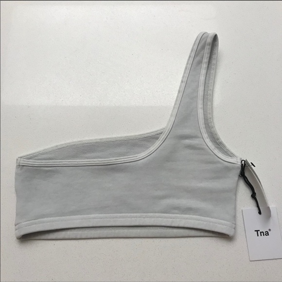 Aritzia/TNA One-Shoulder ICE GREY Crop 🤍 - Picture 3 of 5